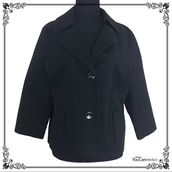 Rafaella Jackets & Blazers - Rafaella black button up blazer spring jacket XL